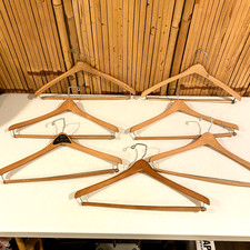 Lot 7 Vintage Wooden Suit Hangers w Pants Bar Mixed/Unbranded Store Hanger