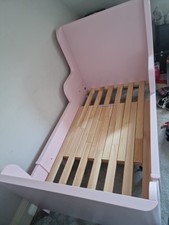 IKEA  Children's Extendable Bed Light Pink With mattress and canopy.