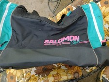 Salomon Club Neon Pink Turquoise Duffle Bag 80s 90s Ski Sports 26 X 15 X 14
