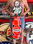 Vintage Style Metal Sign Whistle Soda Bottle Elf NOT Porcelain 36x10 Made USA