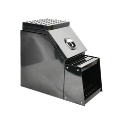 Alum Side Mount Semi Truck Tool Box 15x28x25 Inch w/ Saddle Step&Lock+Key Black