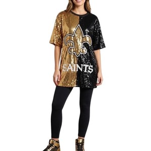sequin saints jersey dress Sequin Cold Shoulder Saints Jersey