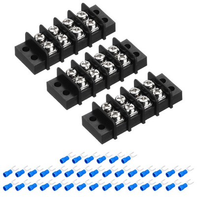 #ad #ad 3Pcs Terminal Block 300V 20A Dual Rows 6P PA66 with 36Pcs 16A Fork Connectors $18.99