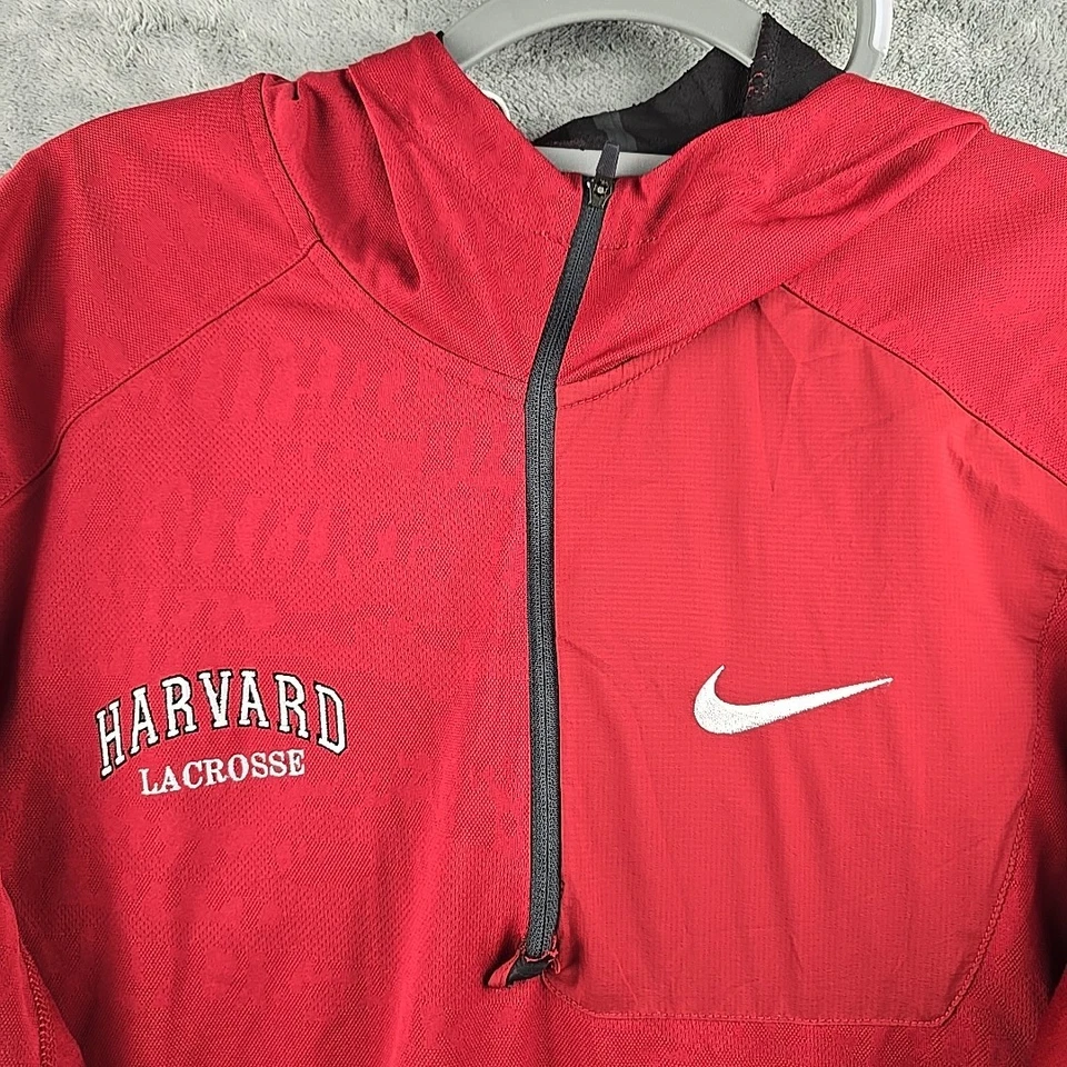 Harvard Jacket Mens Large Red NCAA College Lacrosse Nike Pullover Y2K Hooded - Image 3 of 4