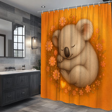Cute Koala Shower Curtain with Floral Design - Cozy Home Decor