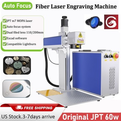 60W JPT Fiber Laser Marking Machine Engraver Compatible Lightburn Auto Focus US