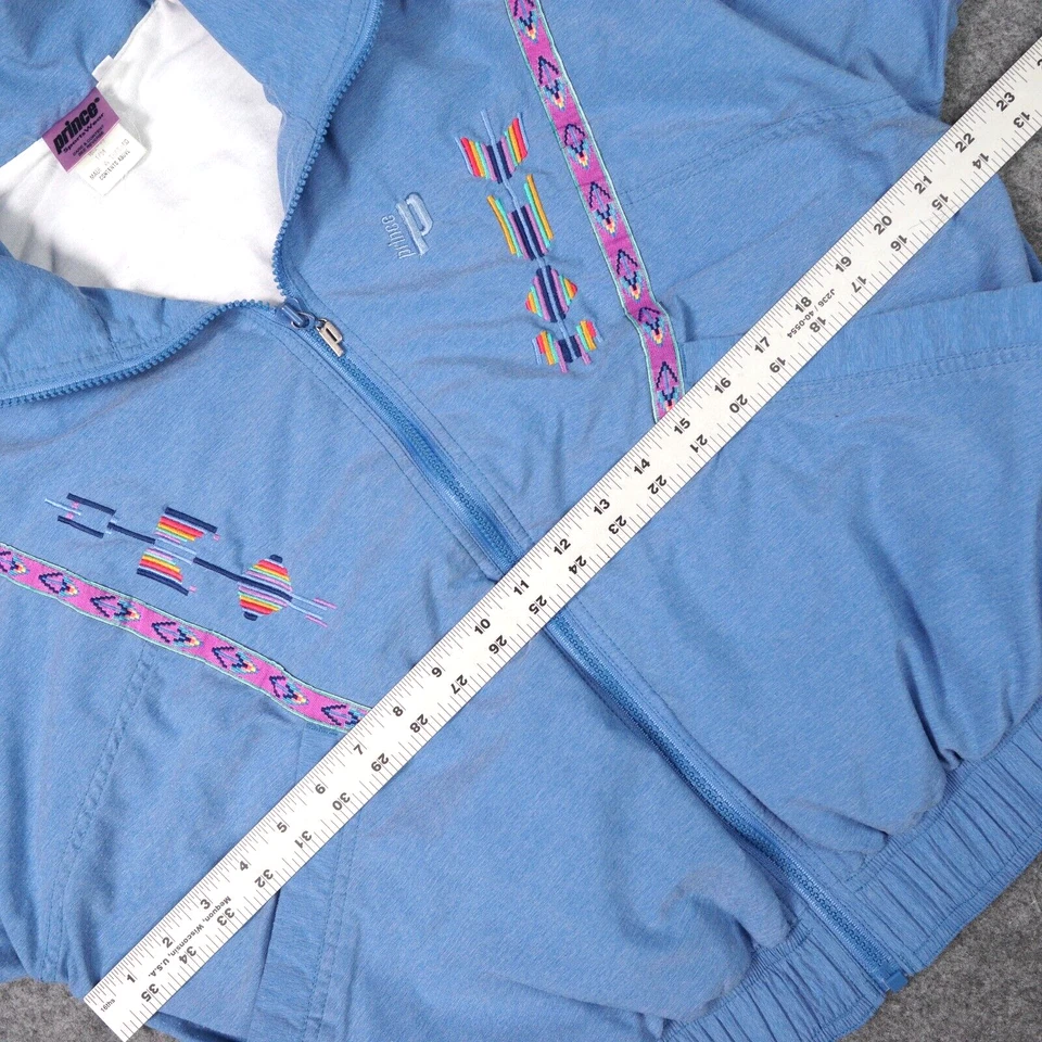 Chaqueta Tenis Prince De Colección Mujer Pequeña Años 90 Azul Cortavientos Azteca Suroeste Foto 4 de 4