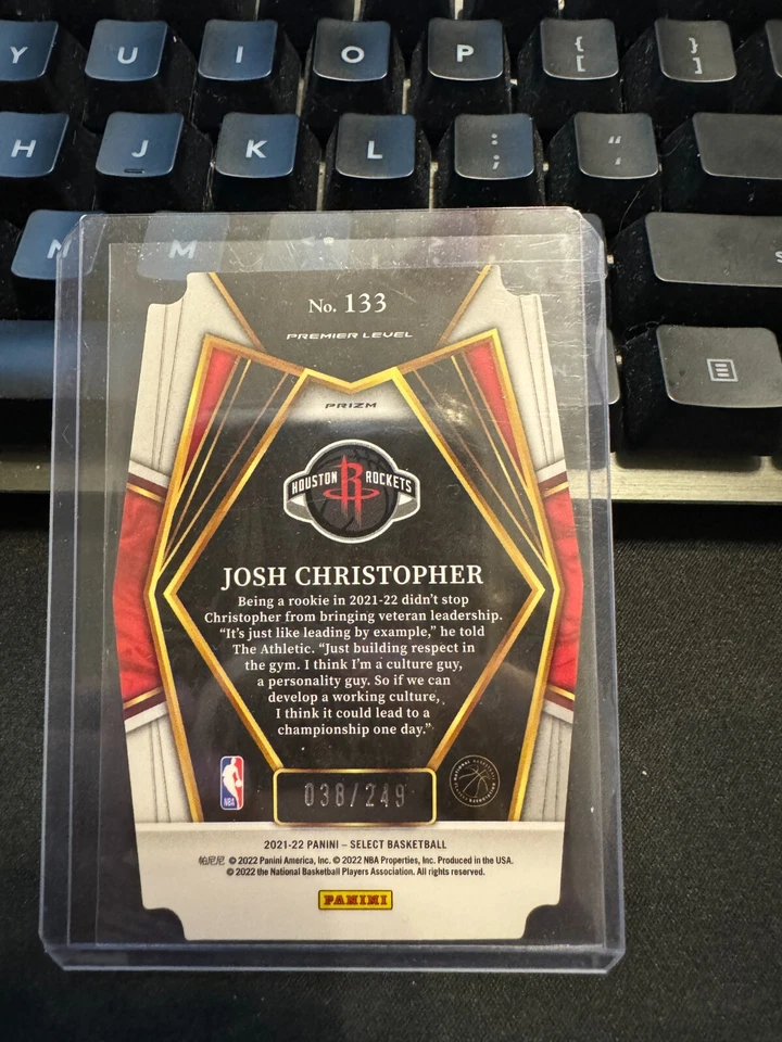 Josh Christopher 2021-22 Panini Select Premier Level Blue Die Cut Prizm RC /249 - Image 2 of 2