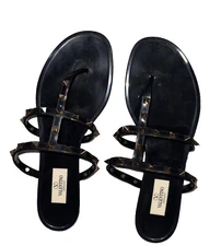 Valentino Garavani Women`s Black Jelly Flat Sandals  EU 41 US 10 Damaged  Read