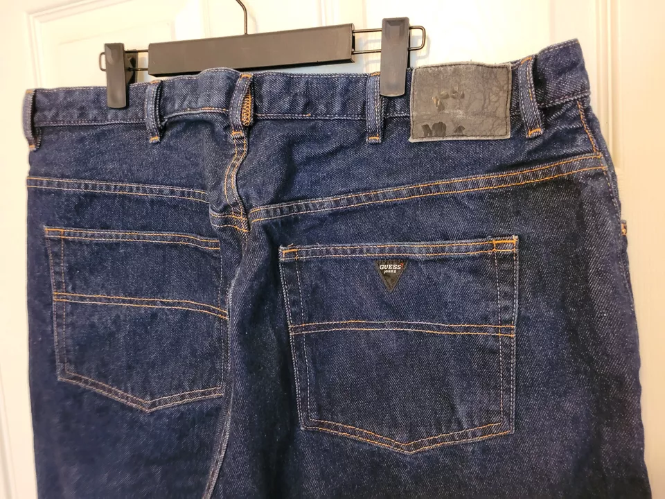 Vintage Guess Jeans Mens Fit 39x27 (tag42x32) Blue European Fit Denim Cotton USA - Image 4 of 4