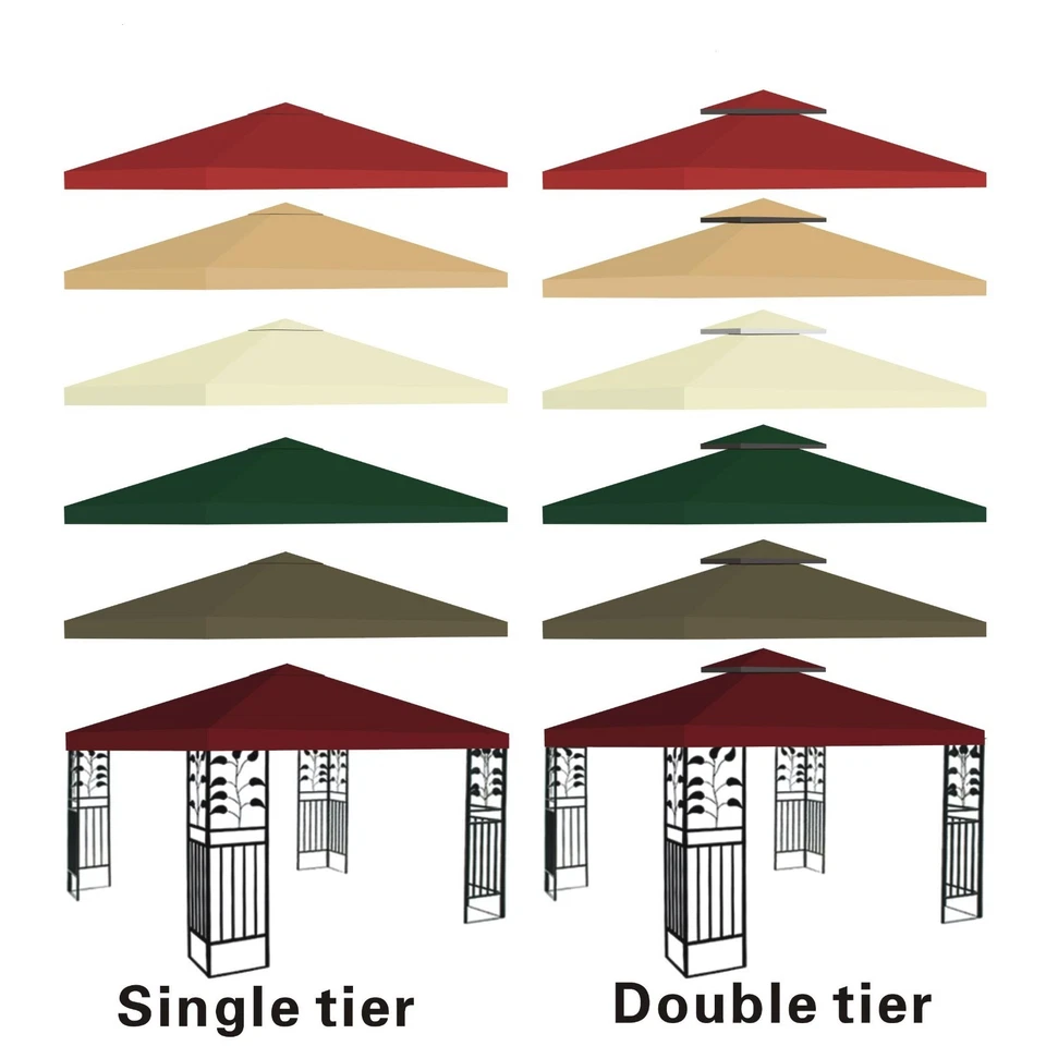 STRONG CAMEL 10'x10' Replacement Patio Pavilion Canopy Top Gazebo Tent Sunshade Cover UV+