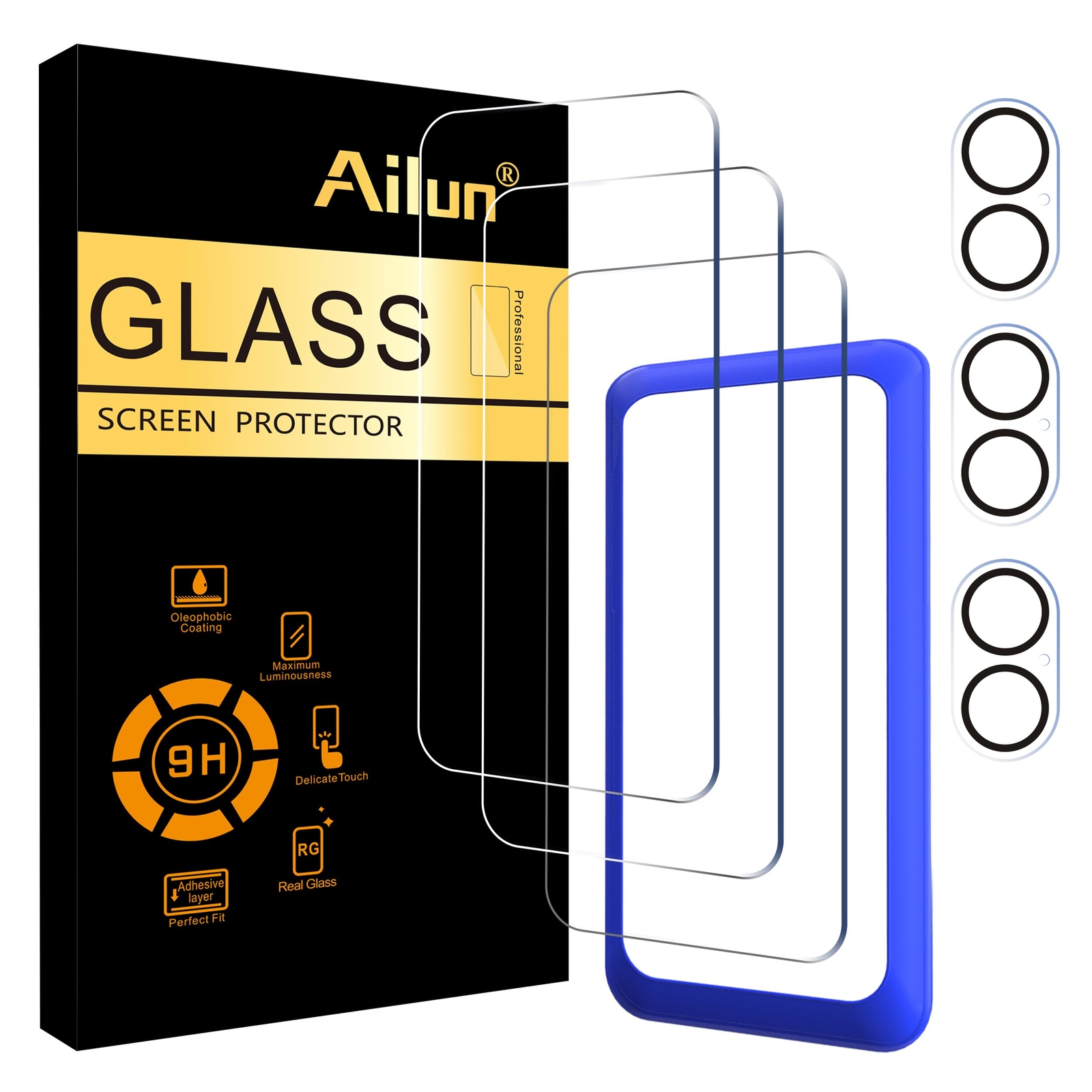 iPhone 16 Plus 3 Pack Screen Protector 3 Pack Camera Lens Tempered Glass Film-image