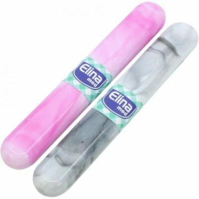 ELINA MED Zahnbürstenetui Marmor Optik Reise Box Köcher Hartschale Etui Luxus Design Bad