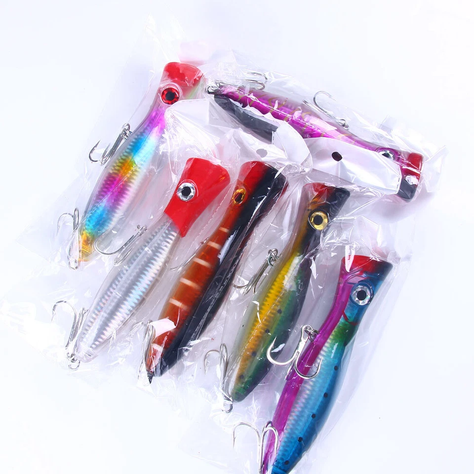 6 Stück 17cm/83g Topwater Großer Popper Lures Köder Angeln Kunstköder Wobbler - Bild 4 von 4