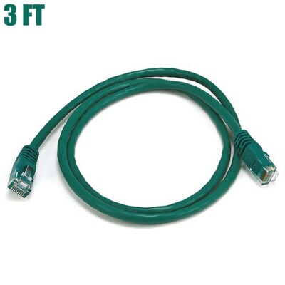 3FT Cat5E RJ45 Ethernet LAN Network UTP Patch Cable Copper Wire Gold 24AWG Green