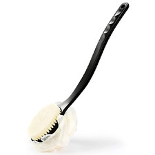 Shower Body Brush with Bristles and Loofah,Back Scrubber Bath Mesh Sponge with C