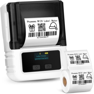 Phomemo Etikettendrucker - M120 Thermo Etikettiergerät Bluetooth Mini Wireless