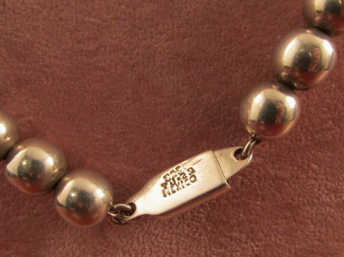 BEAUTIFUL STRAND MEXICAN STERLING BEADS 28 " LONG 101.3 GRAMS HEAVY - Picture 4 of 4