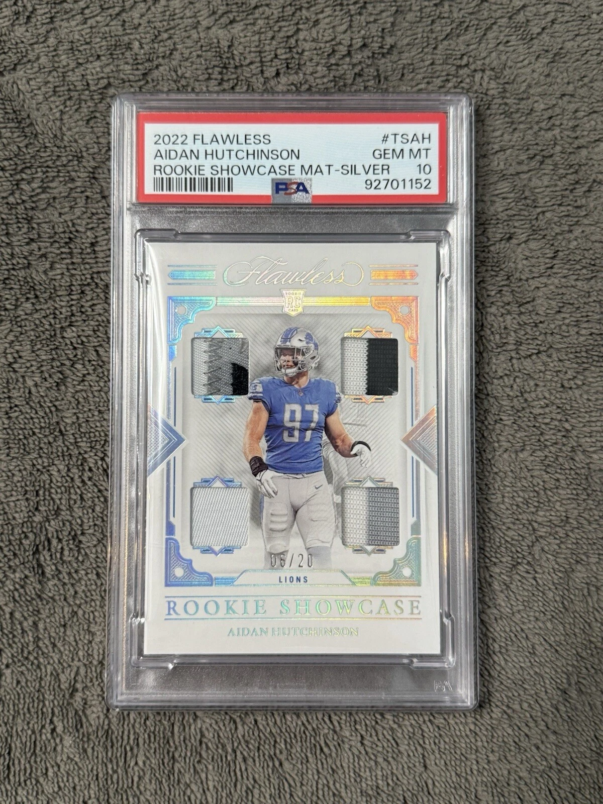 Aidan Hutchinson Panini Flawless Rookie Showcase Materials #TSAH Silver