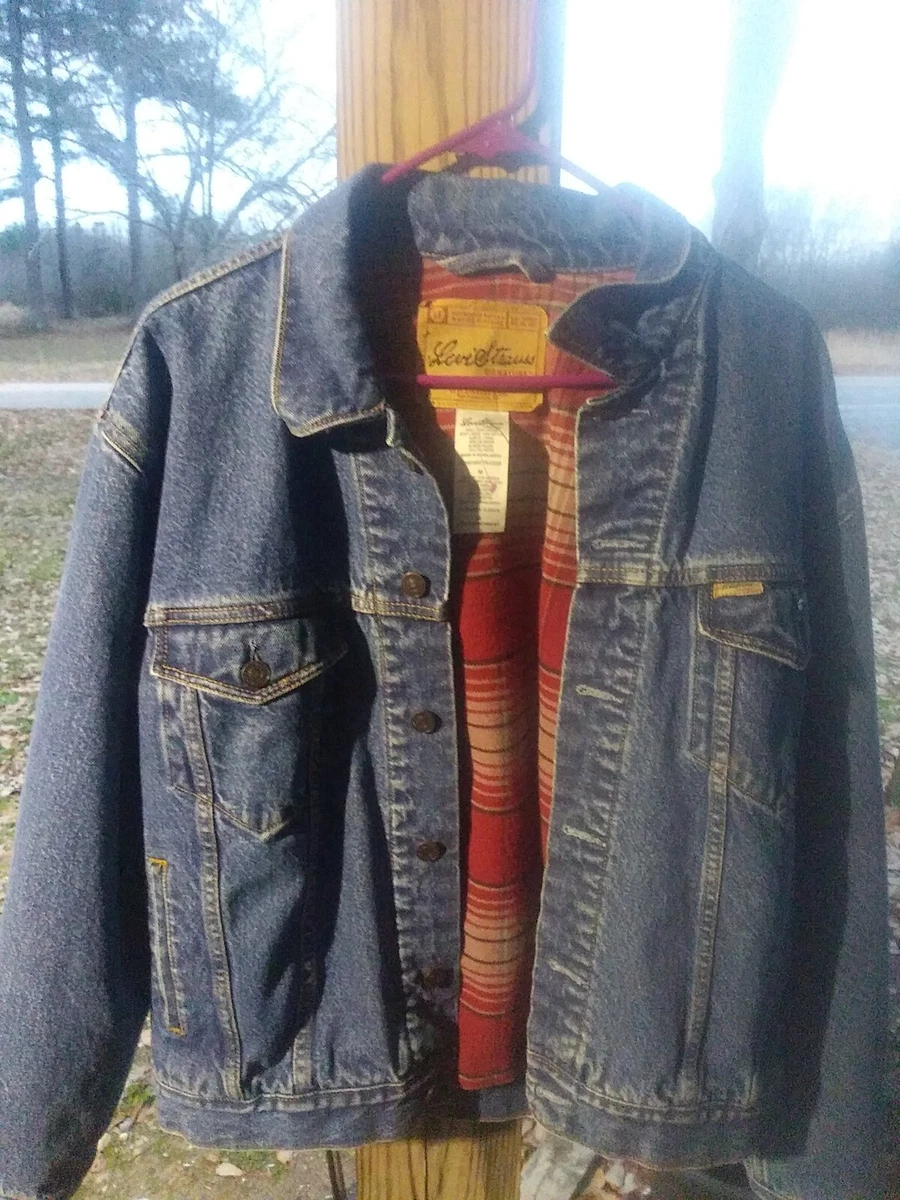 VTG Mens Levi's Flannel Lined Denim Trucker Blue Jean Jacket Made IN USA Sz  L