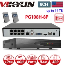 Vikylin 8 Channel 8CH 8POE 4K 12MP NVR Network Video Recorder (HDD Optional) US