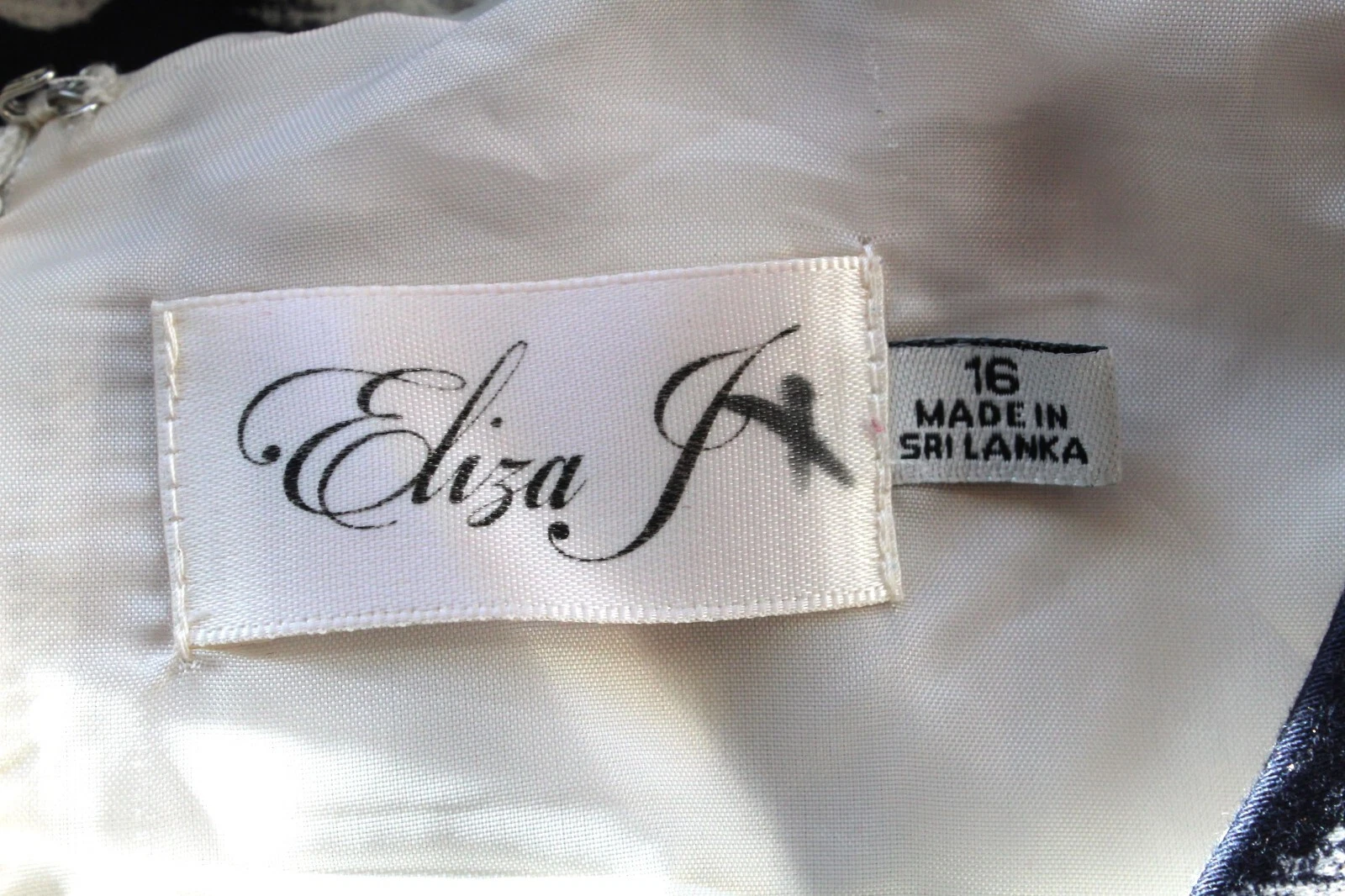 OFF WHITE Abito Eliza J 16 XL cotone senza maniche dietro zip blu navy bianco gonna cerchio ginocchio