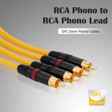 HiFi OFC Silver Plated Audio RCA Signal Cable Interconnect Gold Plated RCA Plugs