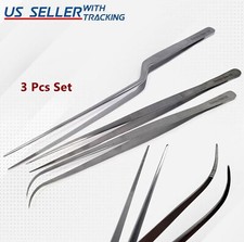 12" Tweezers Tongs, Kitchen Cooking, Repairing, Sea Food, Long BBQ Precision-3Pc