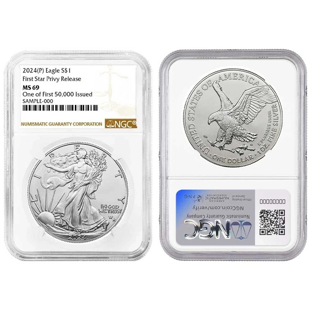 アメリカ 2007 イーグル銀貨　NGC鑑定MS69 American Eagle MS 69 Graded 2007 Silver Bullion Coins for