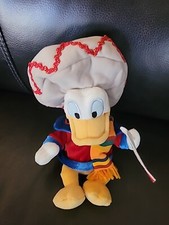 Disney World Donald Duck Mexico Flag Sombrero Bean Bag Plush Soft New With Tags
