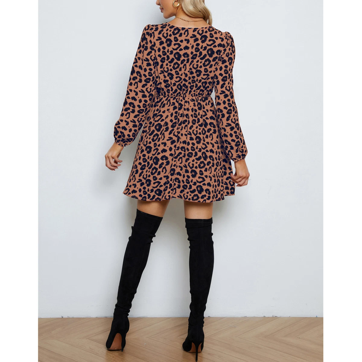 Leopard print casual clearance dress