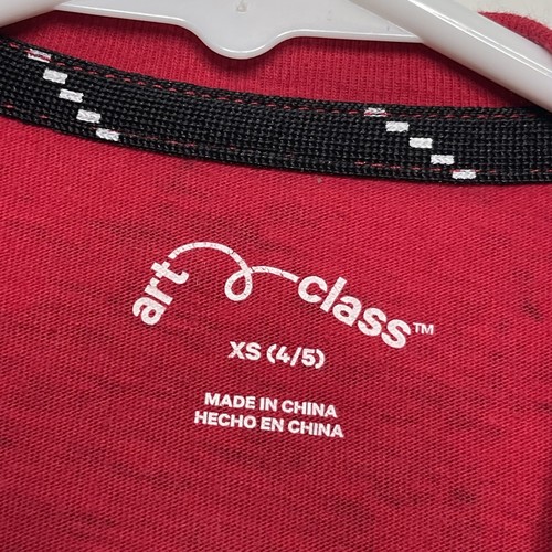 Art Class Splatter Shirt Boys Size XS 4-5 Red Long Sleeve Layering Basic - Picture 4 of 4