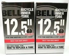 2x Bell Bicycle Inner Tube 12.5" x 1.75 - 2.25 Tire Kids Bike, Stand. Valve NEW!