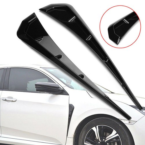 2Pcs Glossy Black Car Exterior Side Fender Vent Air Wing Cover Accessories Trims - Picture 5 of 12