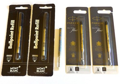3 MONT BLANC BALL PEN REFILLS + 2 PARKER