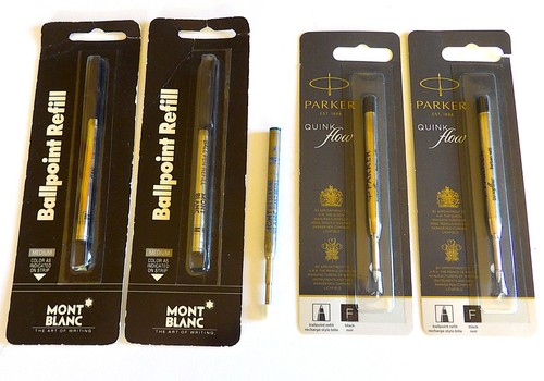 3 MONT BLANC BALL PEN REFILLS + 2 PARKER