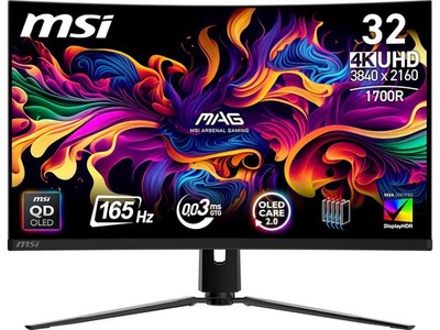 MSI 32 inch UHD 4K 165Hz Nvidia G-Sync Compatible 0.03ms HDR 400 USB-C 1700R