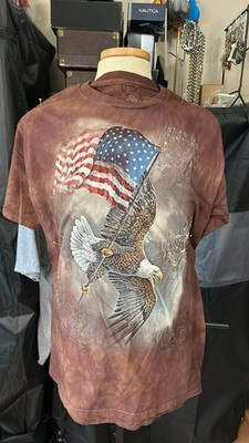 The Mountain American Flag Bald Eagle Tee T-Shirt Men Women Adult L