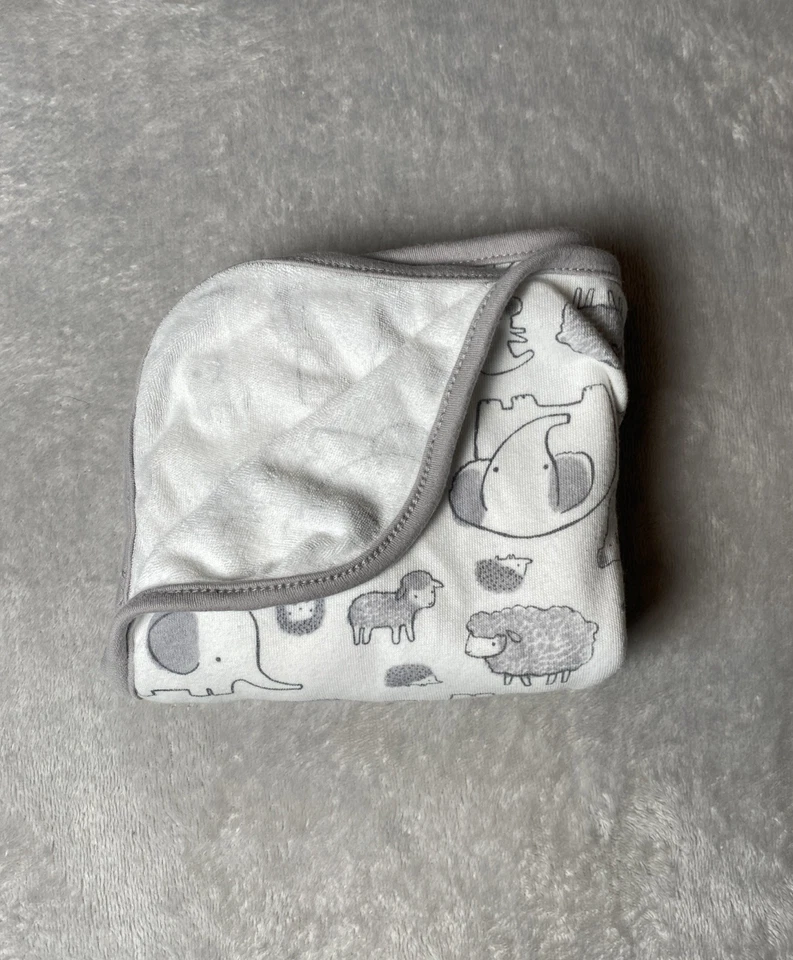 Carters Baby Blanket Jungle Zoo Animal White Gray Terry Knit Towel Swaddle Lovey - Image 2 of 3