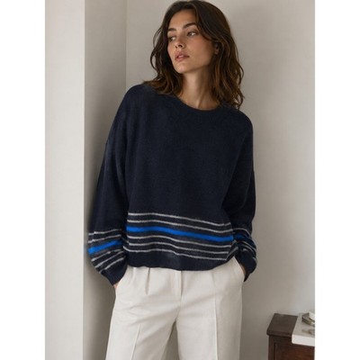 Vintage 90s Lambs Wool Angora Relaxed Fit Raglan Striped Sweater Size Medium
