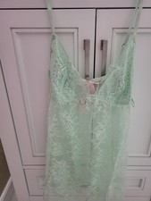 Victoria's Secret Mint Green Lace Babydoll Set S/P 2 Piece Adjustable Strap