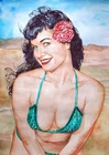 11.69 × 16.53" Bettie Page ~Openness~ 2026 watercolor SIGNED and DATED