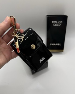 Chanel Beauty Rouge Coco Lippenstift Etui, Taschenkette - Schwarz PU, Schlüsselanhänger, Neu