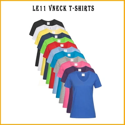 LE11 STEDMAN Stedman Damen Ladies Fit Baumwolle Kurzarm V-Ausschnitt V-Ausschnitt Tee T-Shirt XS-XXL