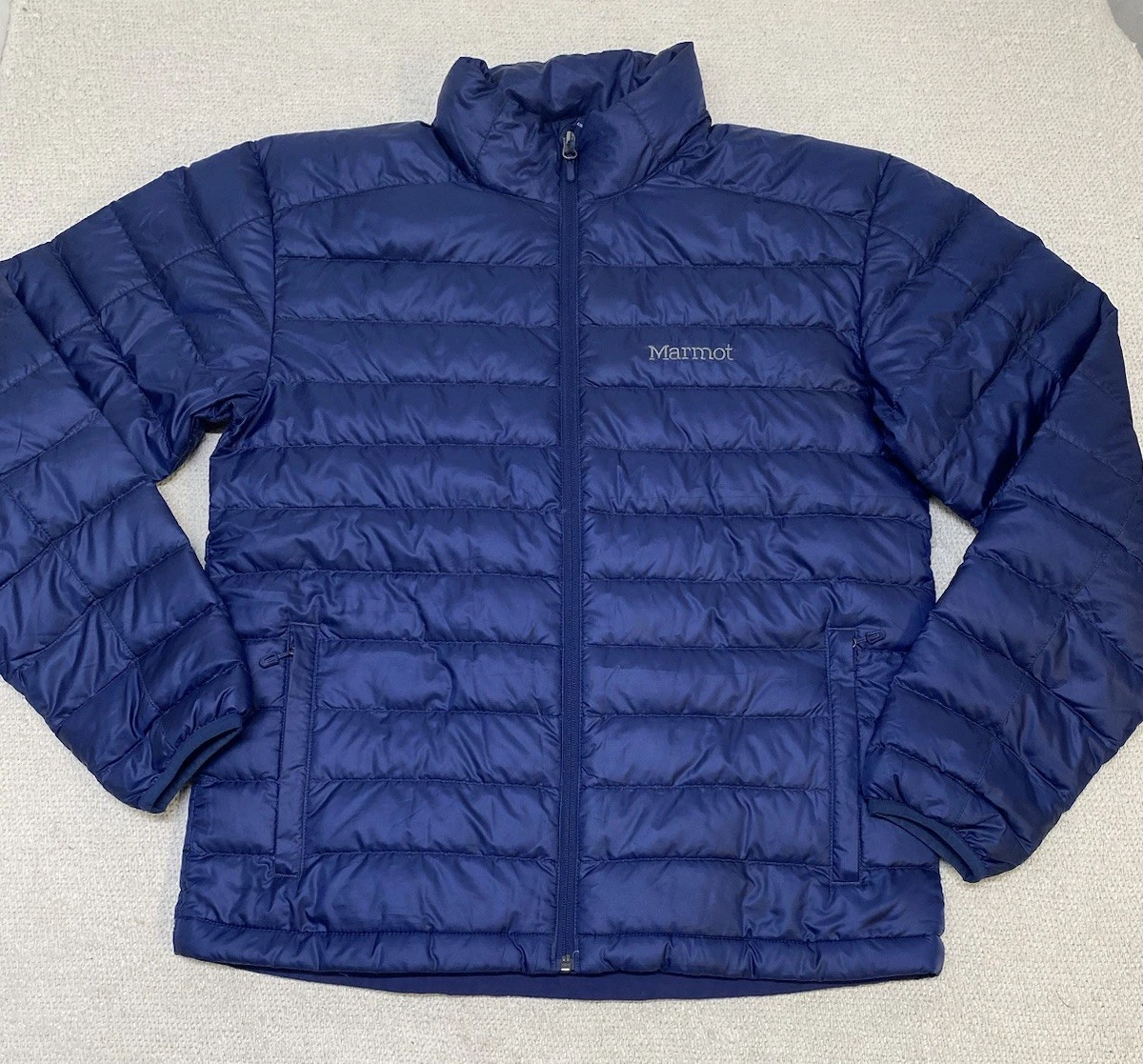 Marmot 700 Fill Puffer Jacket Mens Medium Navy Blue Full Zip
