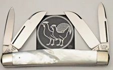 Vintage Solingen Made Bertram Hen & Rooster 4-Blade Congress Knife Pearl MINT!!