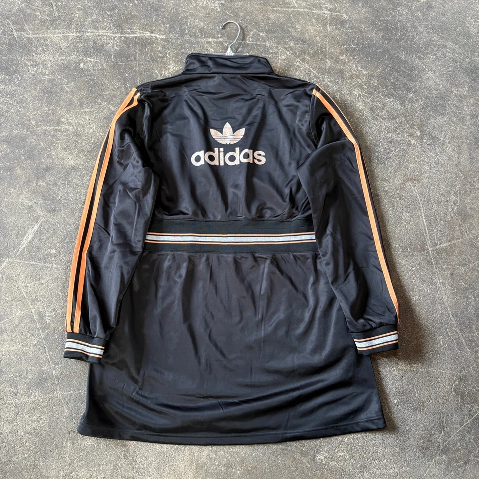 Jaqueta de atletismo vintage Adidas Equipment feminina GG preta laranja logotipo traseiro trevo - Imagem 4 de 4