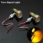 Brass Motorcycle Turn Signal Light 3 Wires Lighting For Harley Bobbers Chopper