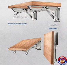 2pcs Brushed Stainless Steel Folding Angle Bracket Adjustable 8-18 Inch Wall She