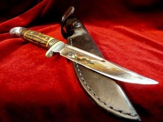RARE VTG. WESTERN USA S H48A STAINLESS 1965 76 STAG HUNTING KNIFE w/ CUSTOM CASE